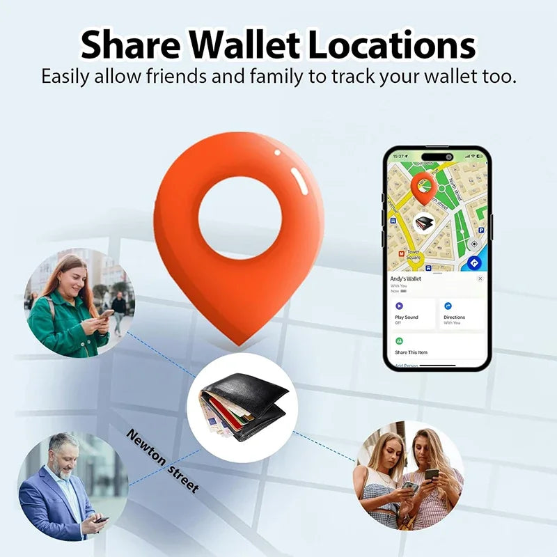 Wallet Tracker Card Wireless Charging Tracking Location Gps Locator Smart Tag for Iphone Apple Device Find My Airtag GPS Locator