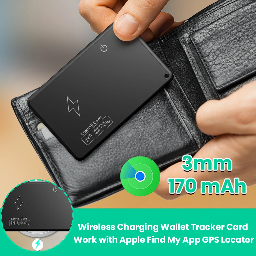 Wallet Tracker Card Wireless Charging Tracking Location Gps Locator Smart Tag for Iphone Apple Device Find My Airtag GPS Locator