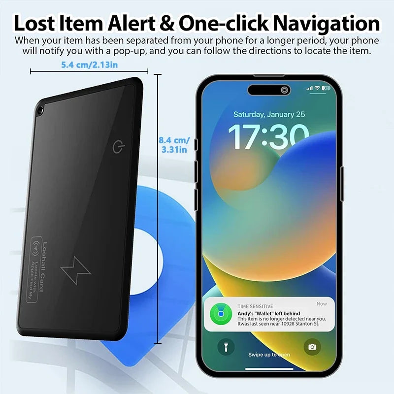 Wallet Tracker Card Wireless Charging Tracking Location Gps Locator Smart Tag for Iphone Apple Device Find My Airtag GPS Locator