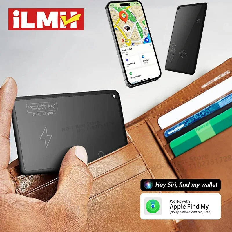 Wallet Tracker Card Wireless Charging Tracking Location Gps Locator Smart Tag for Iphone Apple Device Find My Airtag GPS Locator