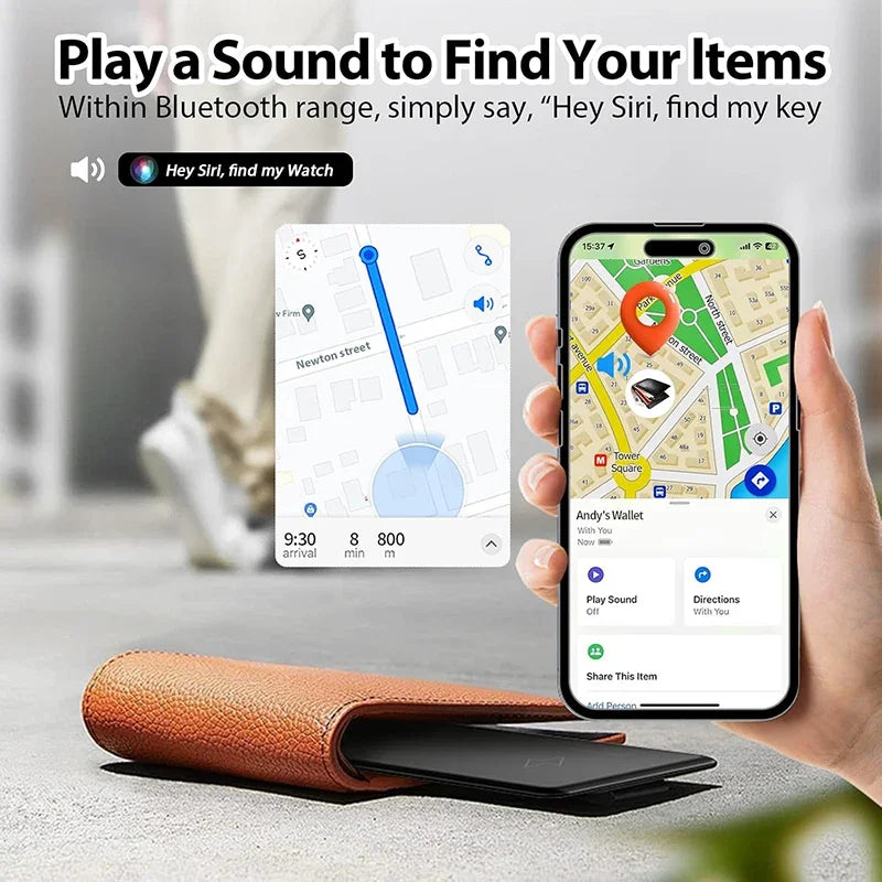 Wallet Tracker Card Wireless Charging Tracking Location Gps Locator Smart Tag for Iphone Apple Device Find My Airtag GPS Locator